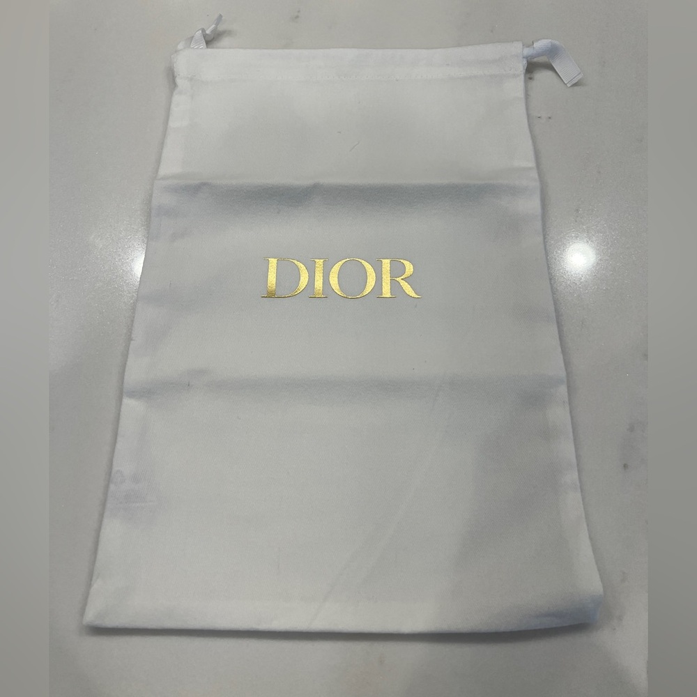 Dior White and Gold Dust Bag